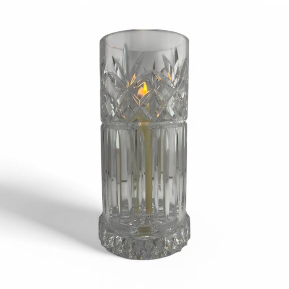 BLOCK Crystal Hurricane Candle Holder | Heavy Cut Glass Two-Piece Design - Picture 1 of 16